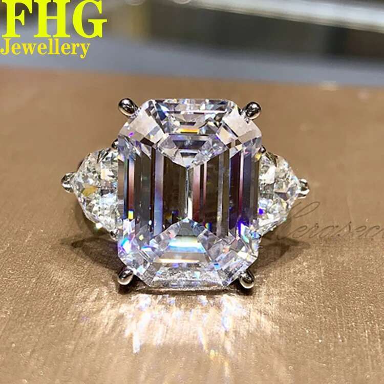 Emerald 8Carat Shape Au585 14K White Gold Ring DVVS1 Moissanite Diamond ring Women Wedding Party Engagement birthday