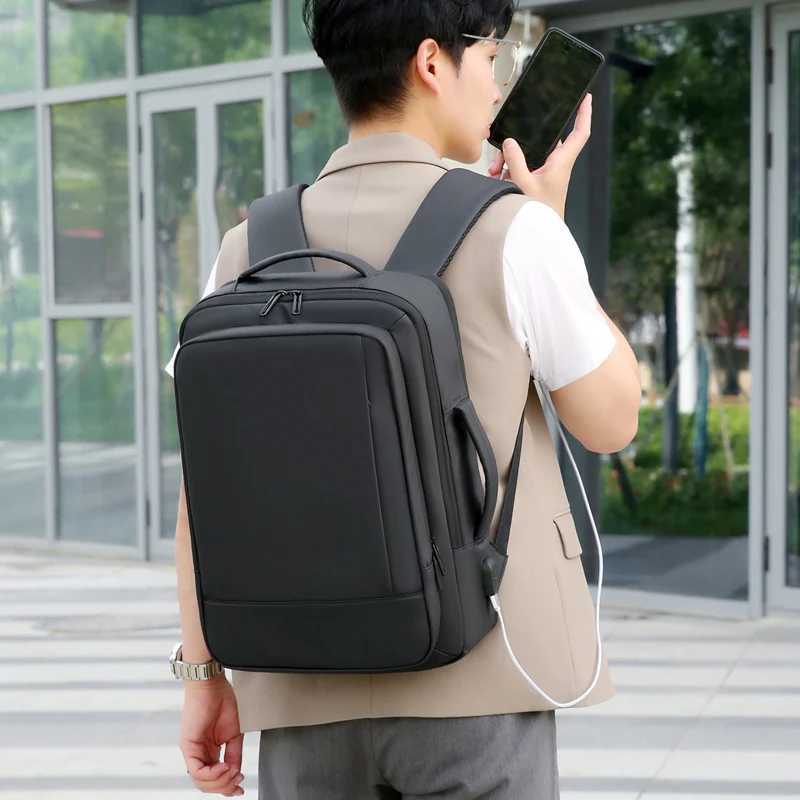 Rilibegan Mens Travel Backpack Expansion Oxford Large Capacity USB Charging Business Mens Backpack Computer Mens Backpack Z250414