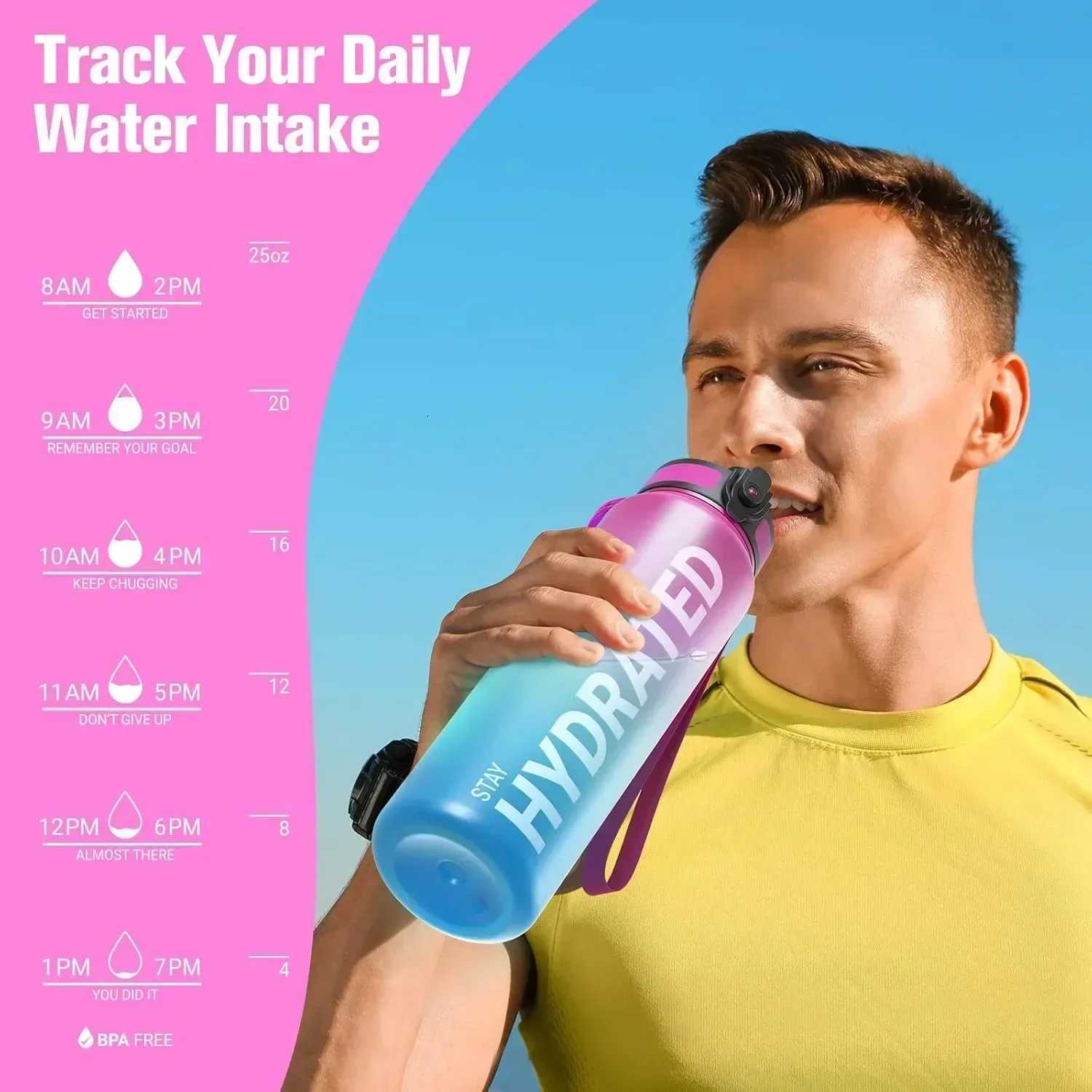 32oz Water Bottle Motivational Sport Water Bottle Leakproof Drinking Bottles Outdoor Sports Travel Kettle Drinking Water Bottle C251114