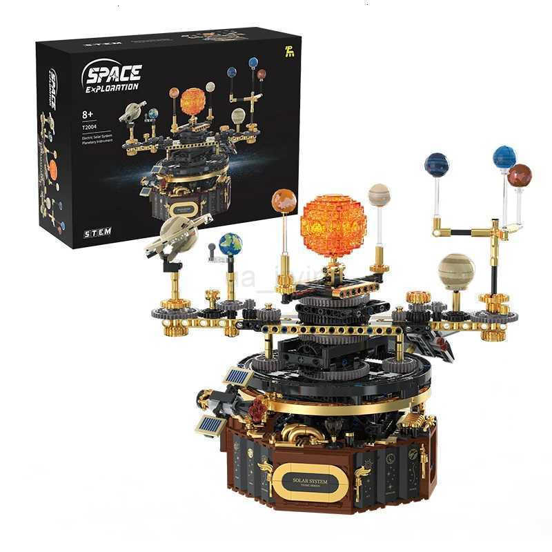 STEM Electric Rotating Universe Electric Solar System Light Building Blocks Sun Earth Model Space Science Education DIY Kid Toy C251111