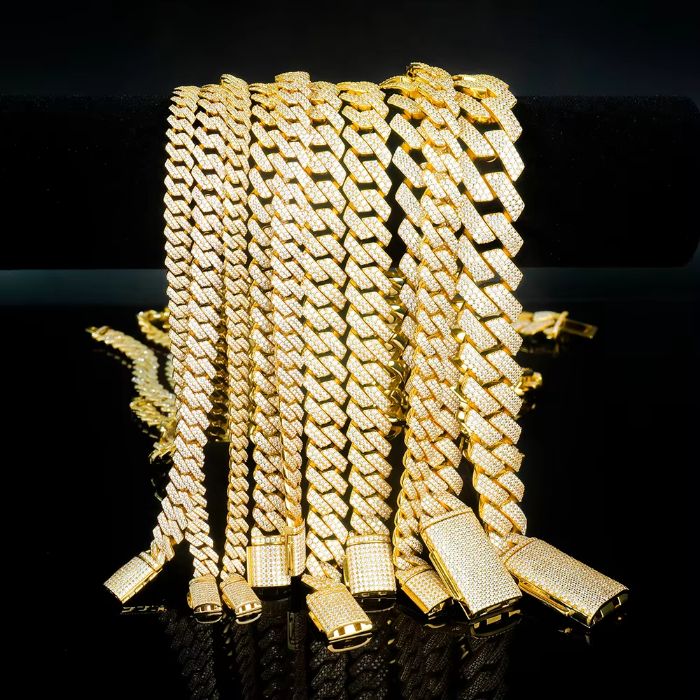 18MM-20MM Big k for Men Thick Iced Out Chain Gold Plated Moissanite Miami Cuban Necklace