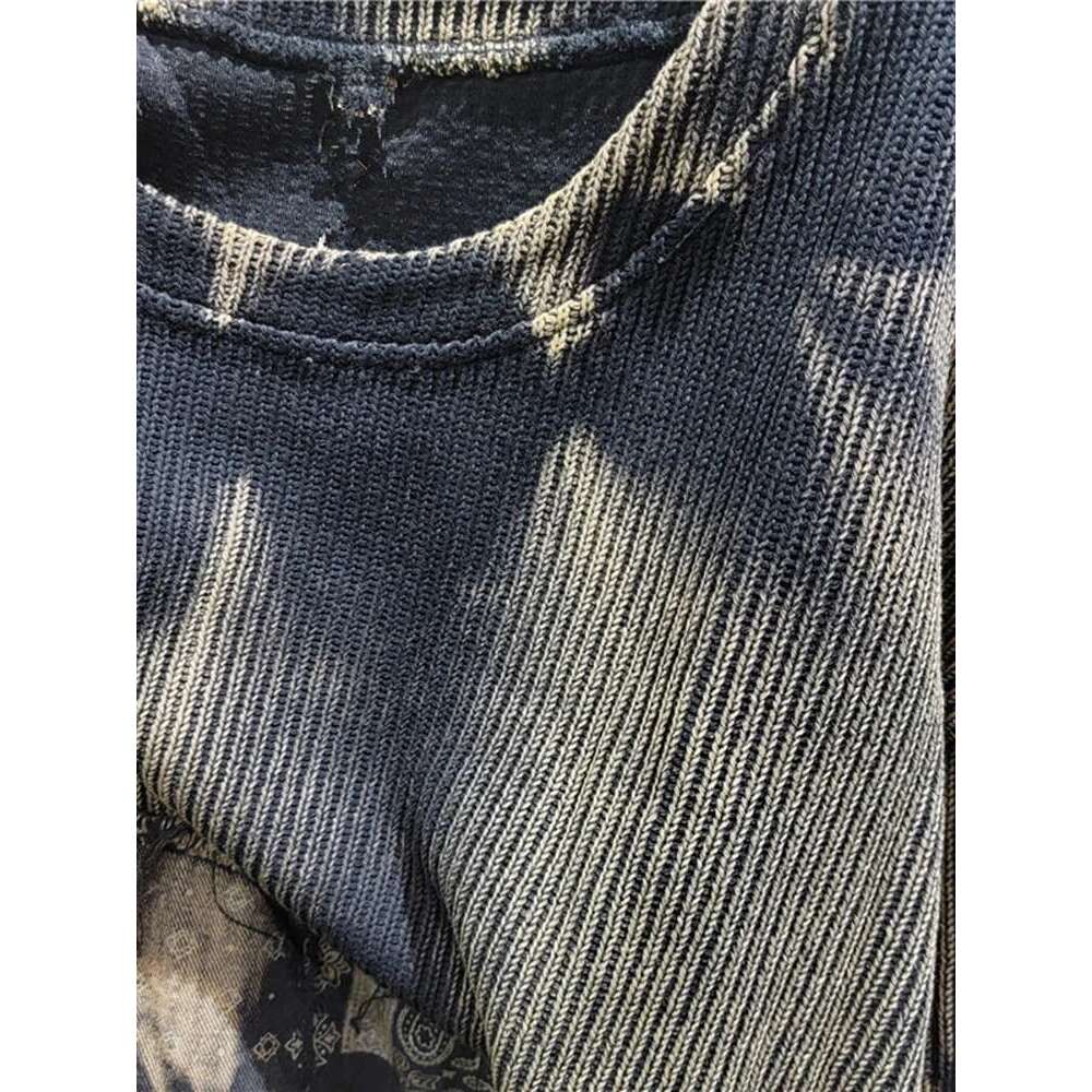 DEAT Women Pullover Knitted Distressed Tie-Dye Printed Black Vintage Tassel Long Sleeve Sweater Spring 2025 New Fashion 11A0969