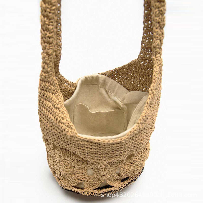 Handmade Beach Bag Hollow Flower Single Shoulder New High-End Grass Woven Beach Vacation Bag, Versatile Women's Bag Kq2