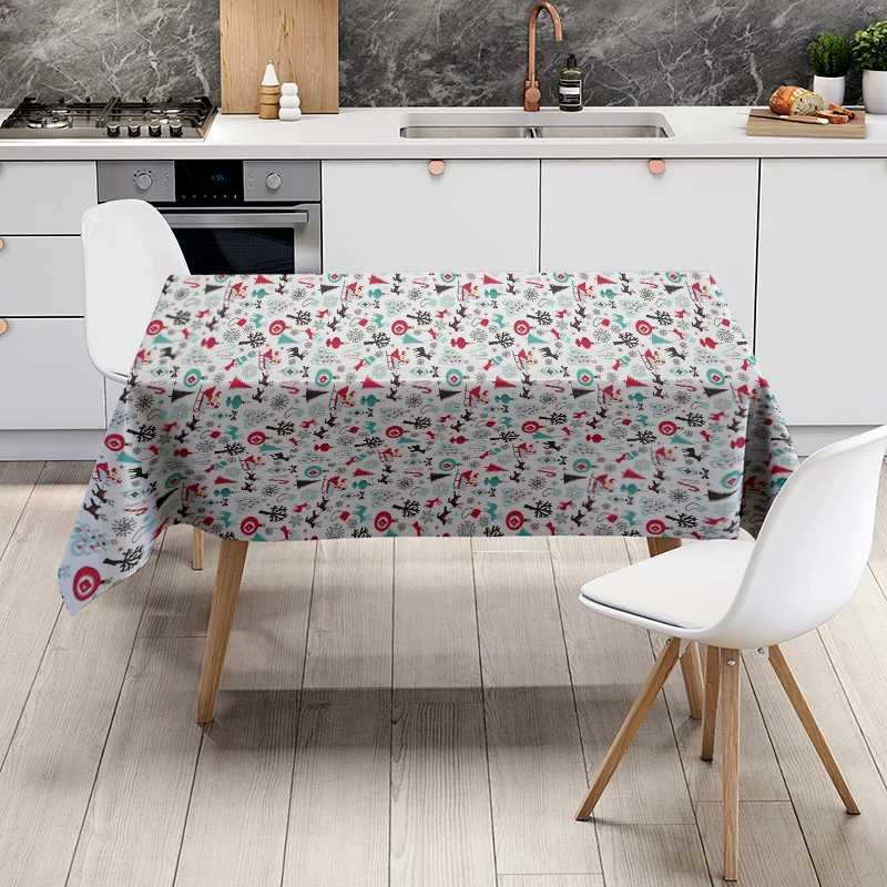 Christmas Festive Christmas Tablecloth Holiday Dinner Party Decor Reversible Table Cover Xmas Dining Room Tablecloth Rustic Farmhouse Styl Y251113