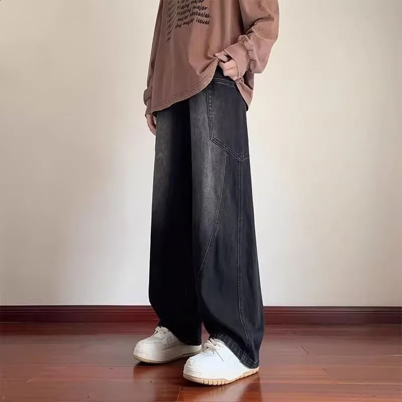 Mens jeans wide mens pants Y2k Trousers denim shorts streetwear loose clothing perishable goods torn 250407