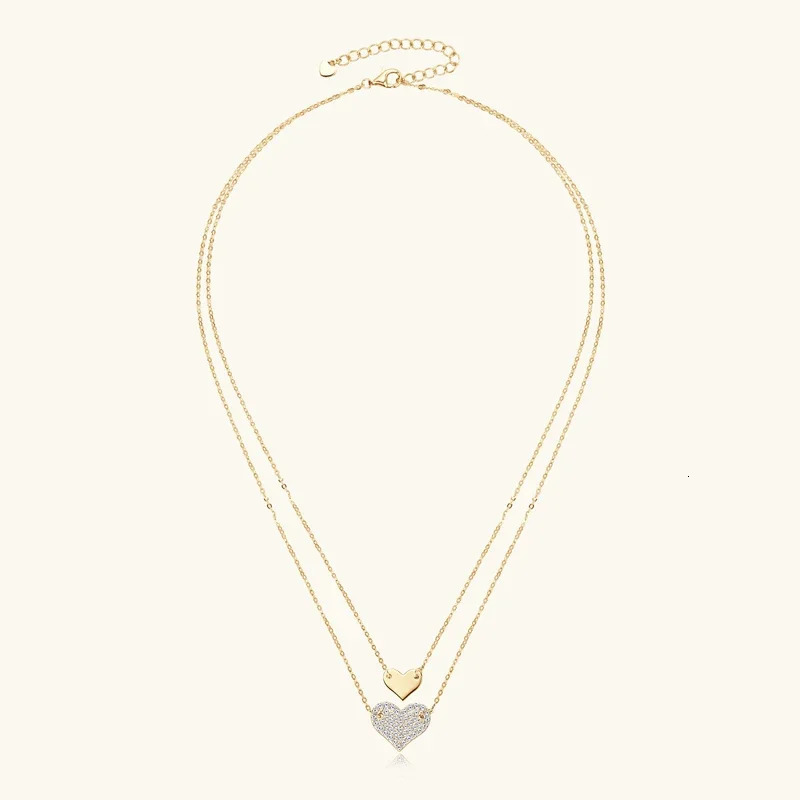 Collar Plata 925 Sterling Silver Heart Pendant Necklace 1.5mm 1.3mm Necklaces For Women Double Chain Jewellry 250411