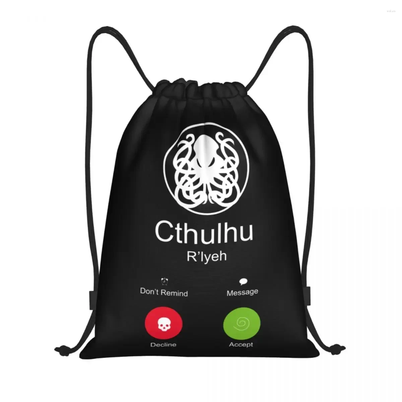 Shopping Bags Fashion Brand Call Of Cthulhu Funny Drawstring Backpack Women Men Gym Sport Sackpack Foldable Lovecraft Training Bag Sack
