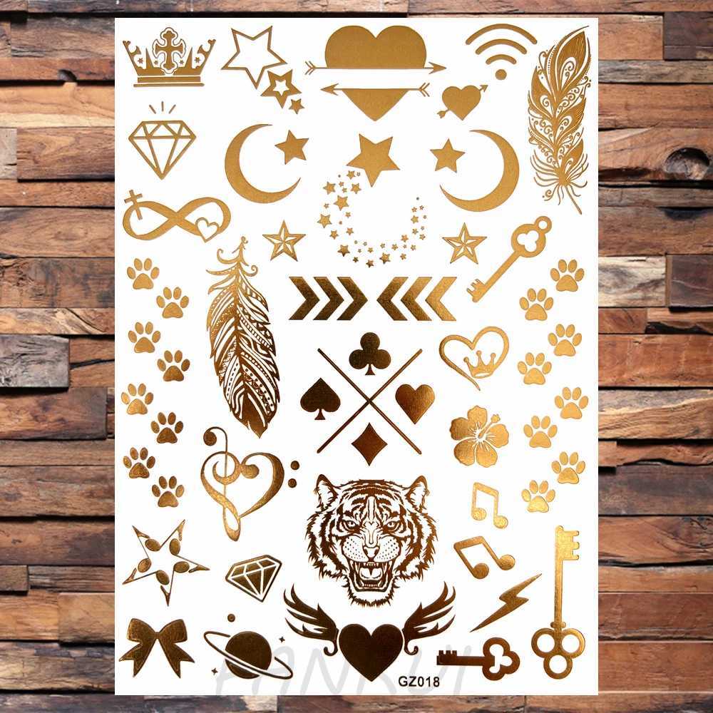 Golden Feather Small Tool Womens Temporary Tattoo Real Fingernail Flower Fake Tattoo Stickers Unique Waterproof TattooXJ25414