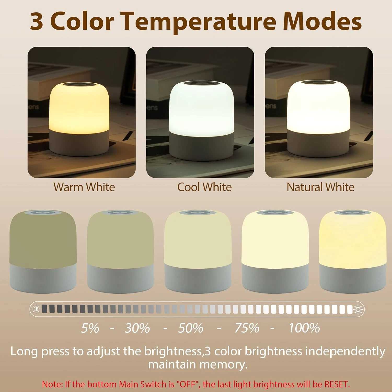 1pcPortable Baby Night Light3 Colours Egg Light for NurseryRechargeable Night Light for KidsSmall Cordless TableBedside Lamp M251114