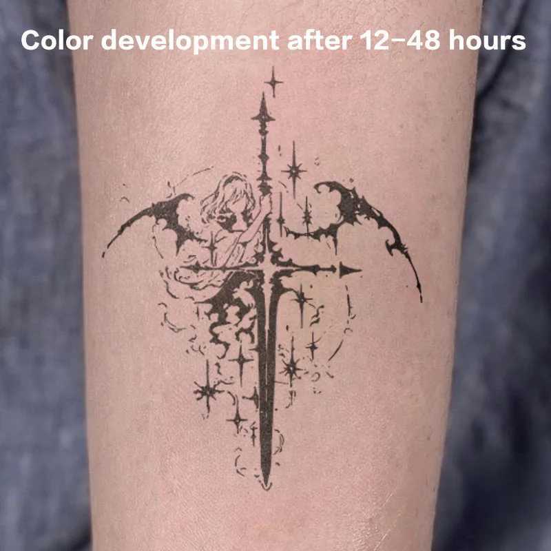Tattoo Temporary Waterproof Cartoon Swordsman Herbal Juice Tattoo Stickers Black Hotwife Fake Tattoo Wholesale Bodyart CheapXJ25414