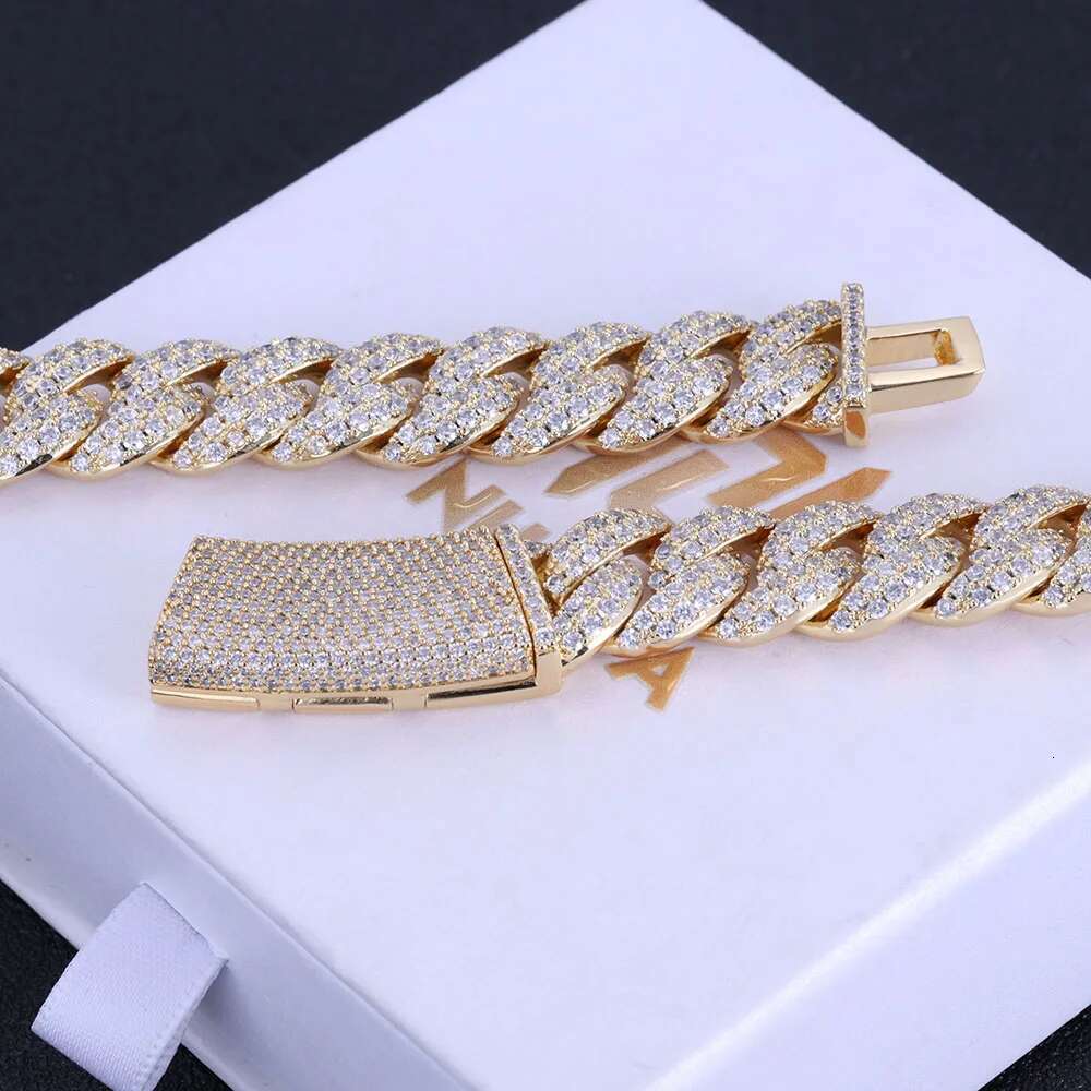 Hip Hop Jewelry Custom New Style Iced Out Cuban Link Necklace Bling Round Diamond Stones 13mm 2 Rows Miami CZ Chain Women