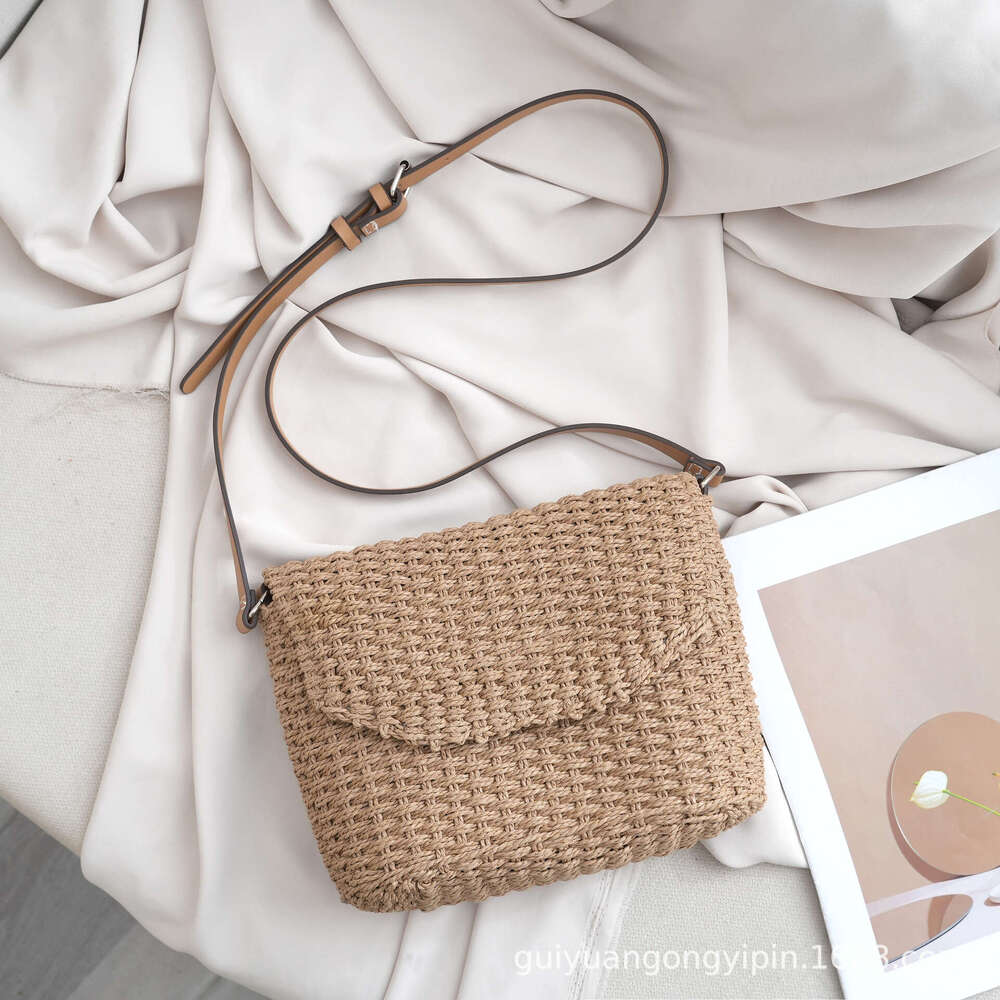 Handmade Beach Bag Versatile And High-End Crossbody Luli Grass Dopamine Hand Woven Summer Bag, Women's Beach Bag Kq2