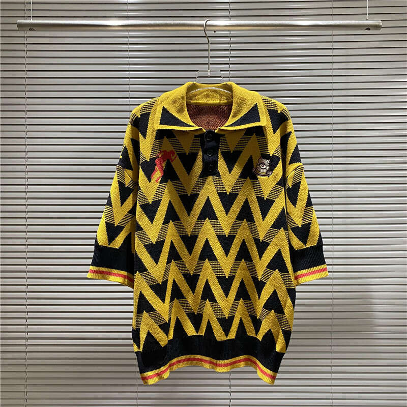 House errors, Eye of Truth, Diamond plaid Jacquard Collar Sweater, Loose fit Knitted Sweater