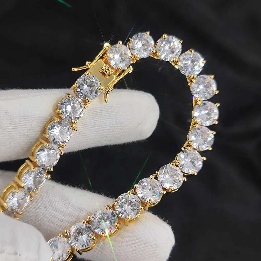 ESKEEM Bling 8mm Big CZ Diamond Tennis Necklace Hip Hop Fine Jewelry Iced Out Cubic Zircon Tennis Chain Necklace Men Women Gift