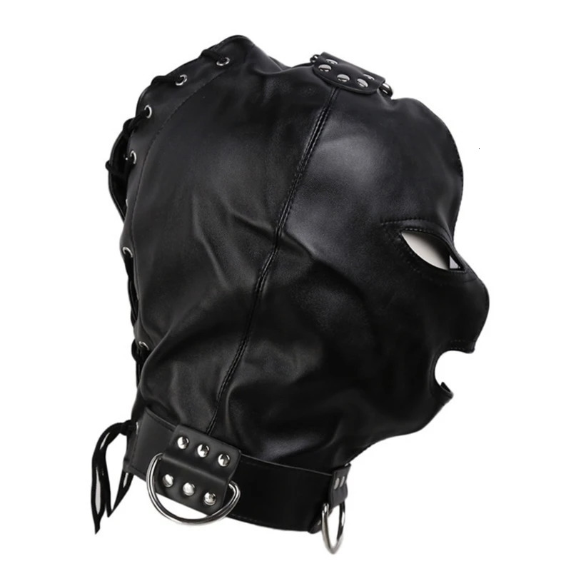 Fashion Cosplays Sexy Masks Fetish Hood PU Leathers Black Masked Hood Adult Party Games Full Head Costume for Women Men Dropship 250410