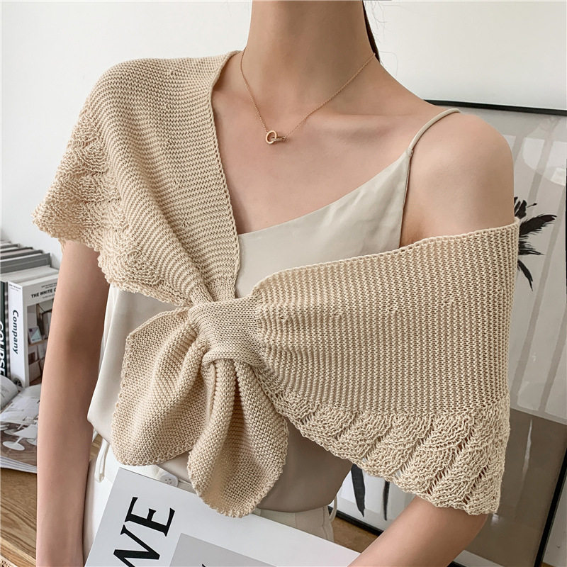 K387 Fishtail pattern small shawl outer wear celebrity style spring and summer cervical vertebrae protection knitted air-conditioned room mermaid shou