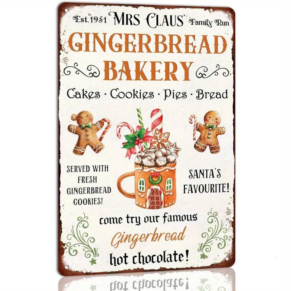 Mrs Claus Gingerbread Bakery Metal Sign Christmas Themed Retro Poster Kitchen Cafe Bar Home Farmhouse Xmas Wall DecorM251114