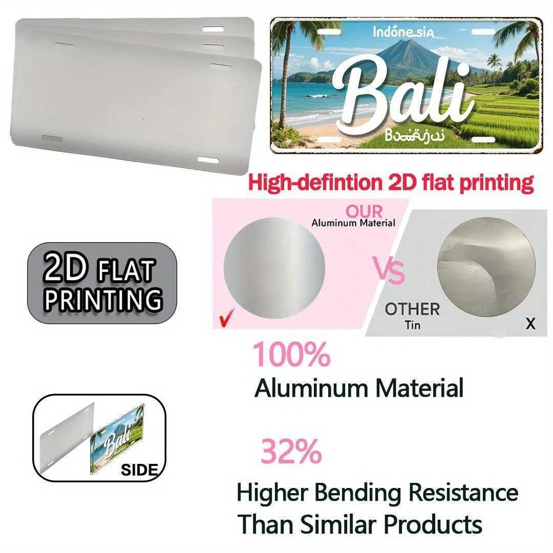 Bali Indonesia Vintage Metal License Plate - Aluminum Wall Art with Tropical Beach Volcano Design Rustic Home Decor for LiM251114