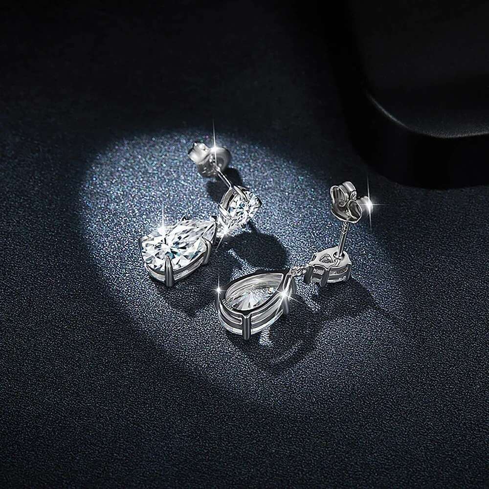 7 Carat Luxury Pear Cut Full Moissnite Drop Earrings for Women S925 Silver Water Drop Diamond Earring with GRA Certificates