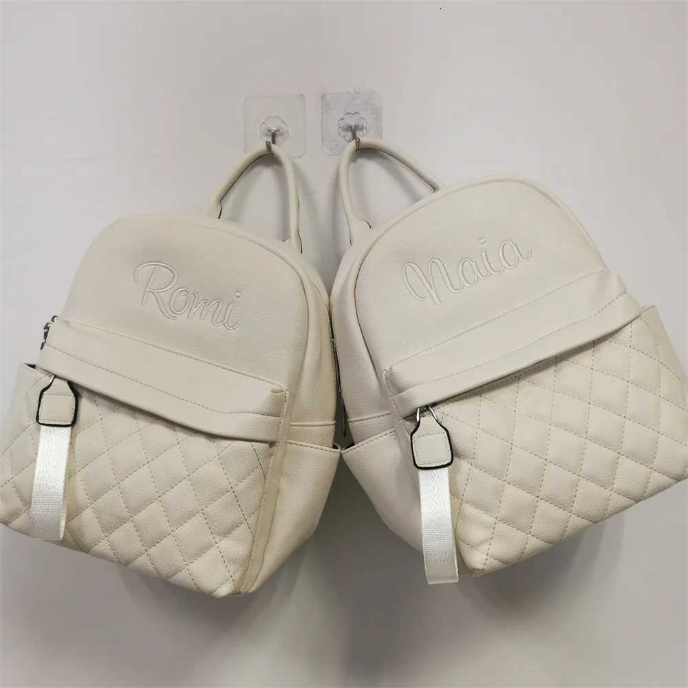 Custom Name PU Backpack for Women Personalized New Versatile Backpack Embroidered Any Name Ladies Gift Outdoor Leather BagsW251113