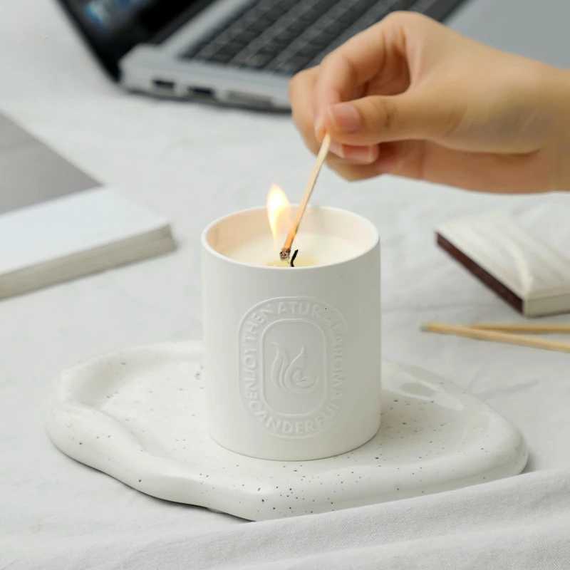 Simple Ceramic Cup Aratherapy Candle Soy Wax He Bedro Rantic Fragrance Decoration Ornament Scented Candle Cup H251114