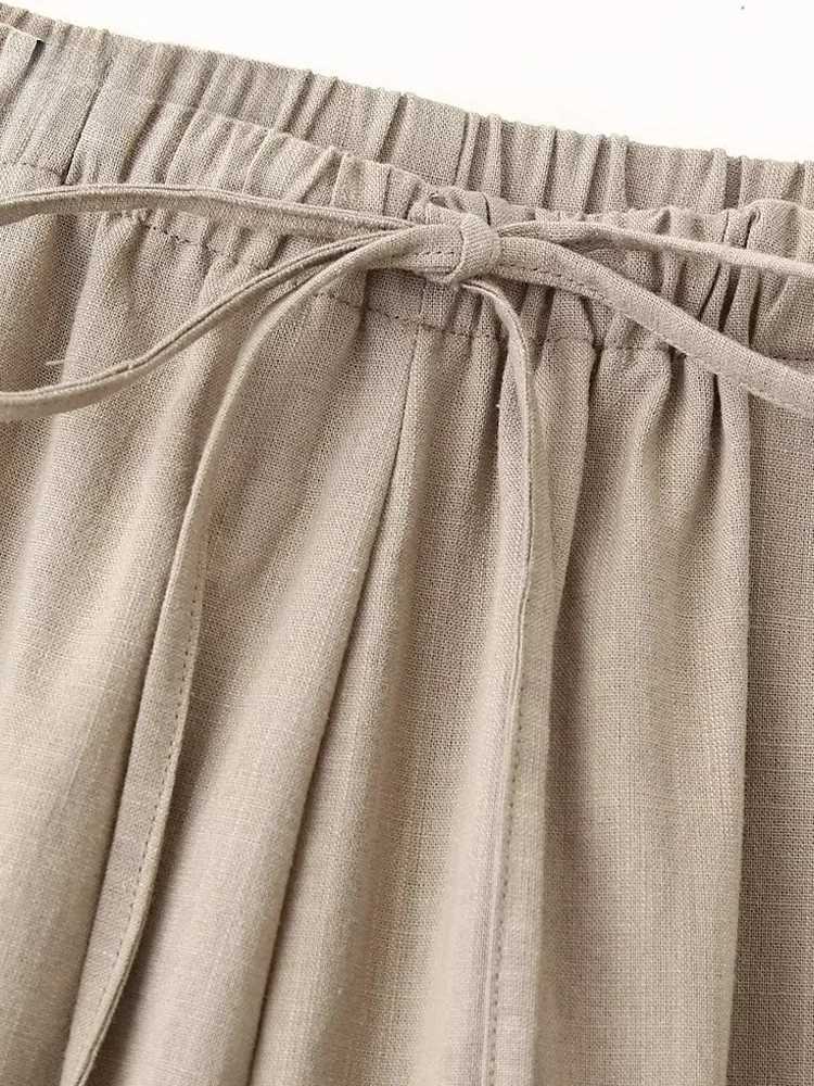 TR 2024 Fashion Womens Pants Set Solid When Drstring Long Sve Cardgian Shirt+Elastic Waist Wide Leg PantsXJ250414