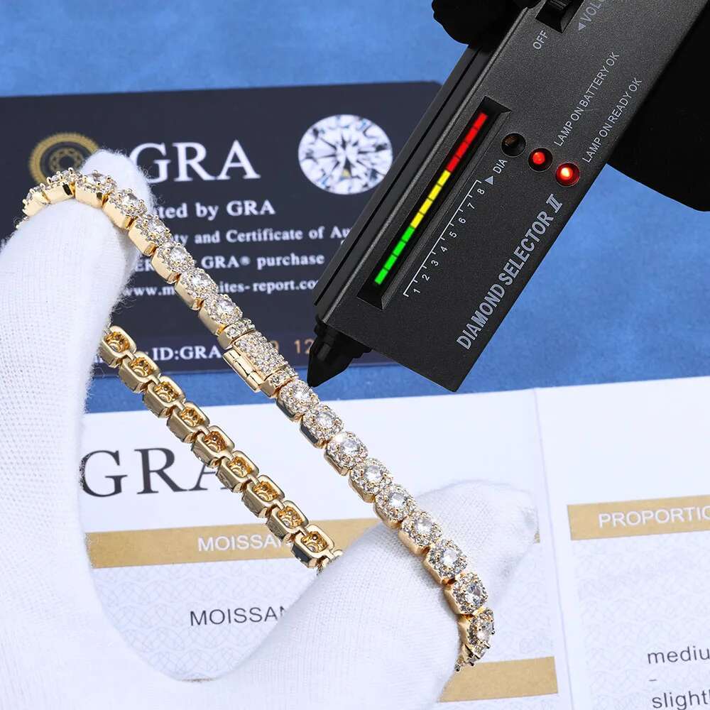 ESKEEM 925 Sterling Silver Tennis Chain Luxury 5mm Custom VVS Moissanite Diamond Cluster Tennis Chain Necklace