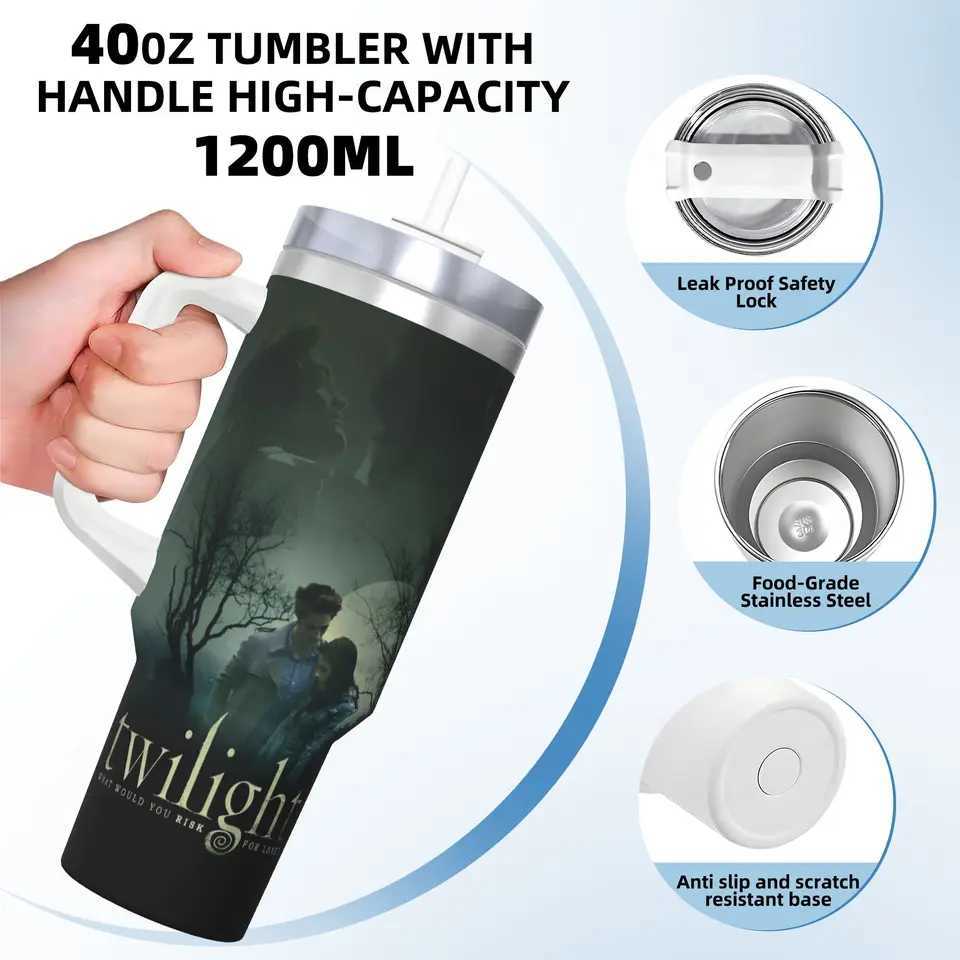 40oz Twilight Vampire Film Vacuum Insulated Tumbler Drama Romance Movie Double Wall Mugs Water Bottle Cup Outdoor Large Capacity C251114