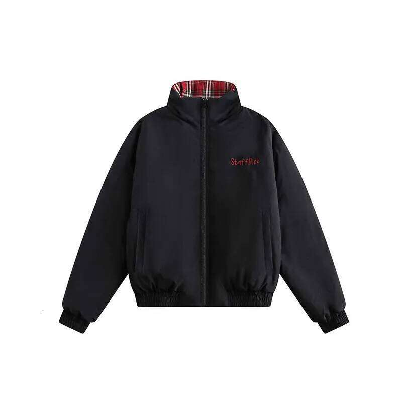 Women's Wear Reversible Parkas Men Women Vintage Color-Blocked Lattice Thickened Jackets Stand-Up Collar Warm Loose Coats Winter Couple Tops