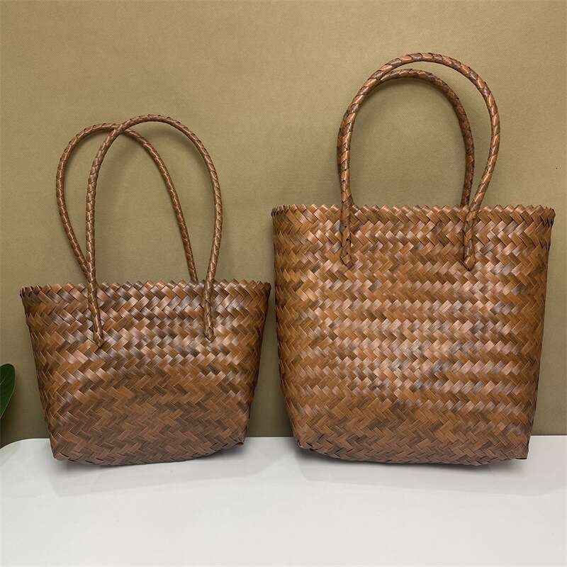 Handmade Beach Bag Imitation Grass Versatile Vegetable Basket Long Strap Hand Rattan Woven Handbag Single Shoulder Backpack Women's Bag Kq2