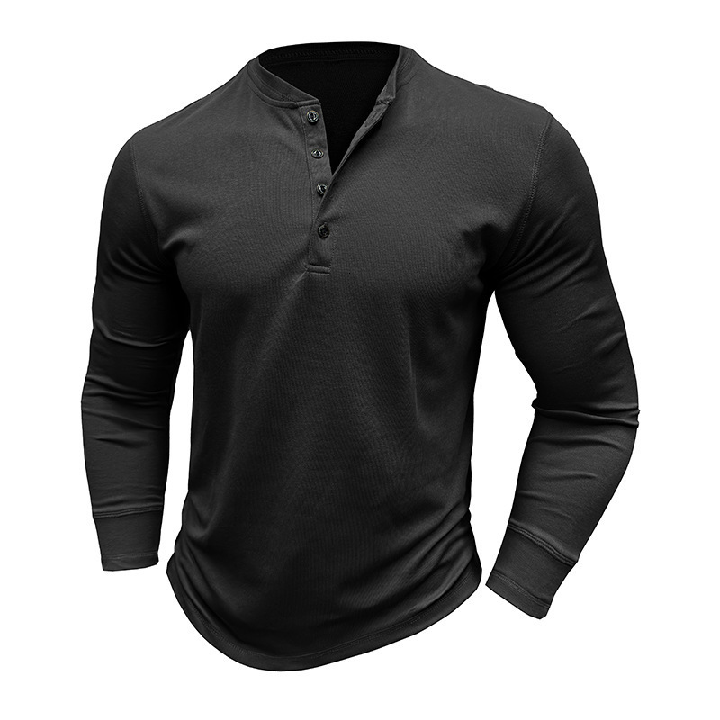 American mens long sleeved T-shirt mens Henry shirt autumn base shirt top