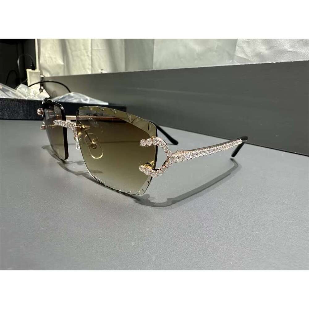 Factory Rectangle Sun Frame Women Men Sunglasses Moissanite Dia Sunglass Fashion Glasses