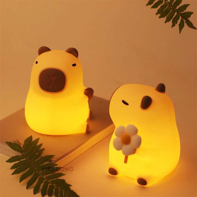 LED Night Lights for Children Bedroom Cute Animal Mango Capybara Lamp Touch Sensor Dimmable USB Rechargeable RGB Timing Gift M251114