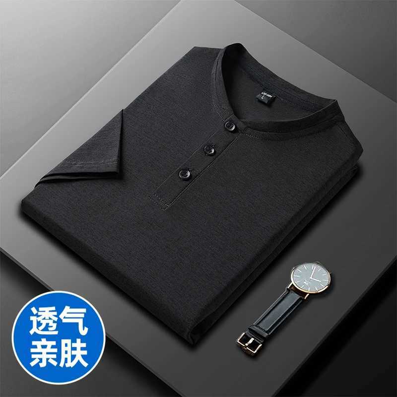 Middle aged ice silk cool short sleeved T-shirt quick drying and breathable in the middle of my dads shirt W250414