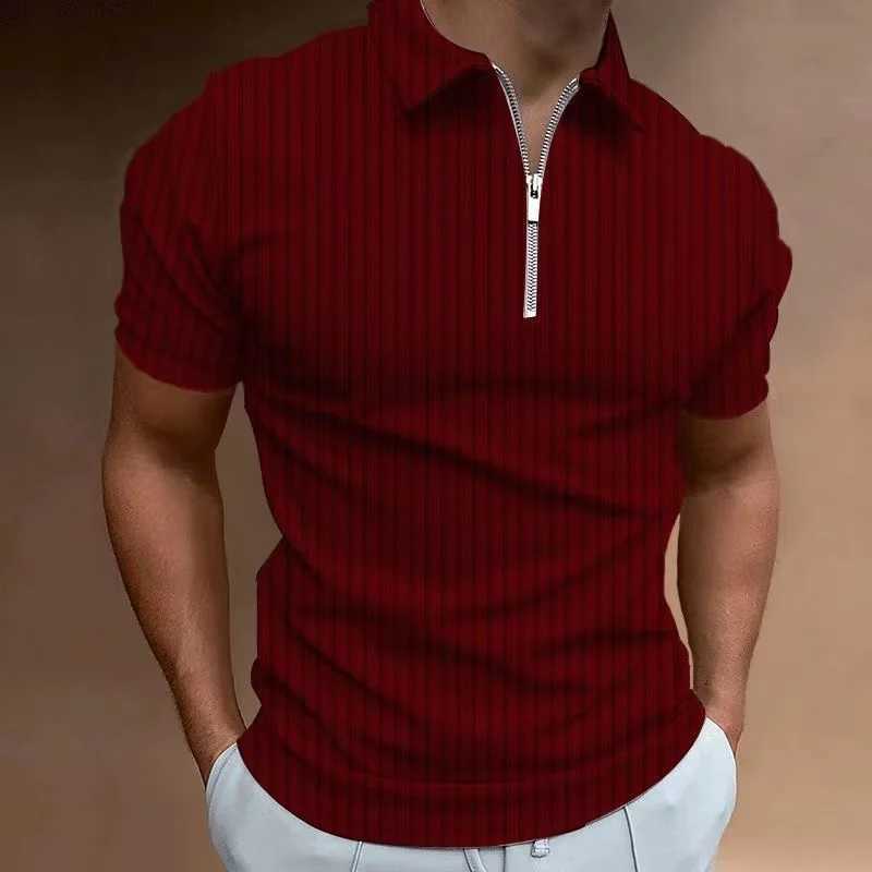 2024 new mens polo shirt short sleeved summer fashion lapel zipper slim fit casual top W250414
