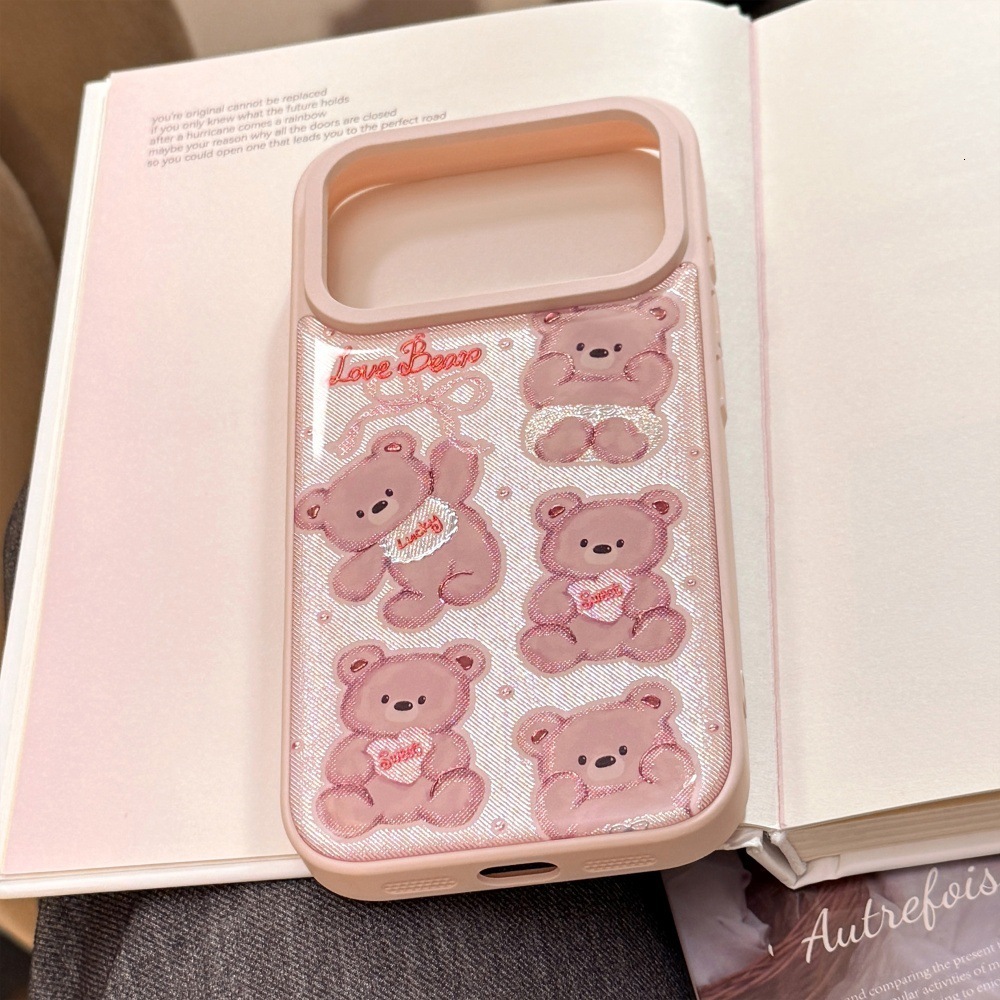 Cute Bear Cartoon Phone Case Compatible with iPhone 17/16 Pro Max Adorable Full Coverage iPhone 15/14 Pro