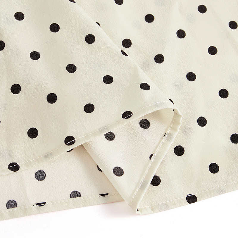 High end V-neck classic black polka dot long sleeved shirt for women spring 2025 new style shirt for women