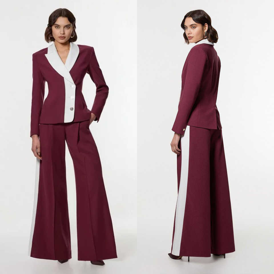 Leisure Women Pants Suits 2 Pieces Flared Trousers Ladies Wear Prom Birthday Party Customized Blazer Sets