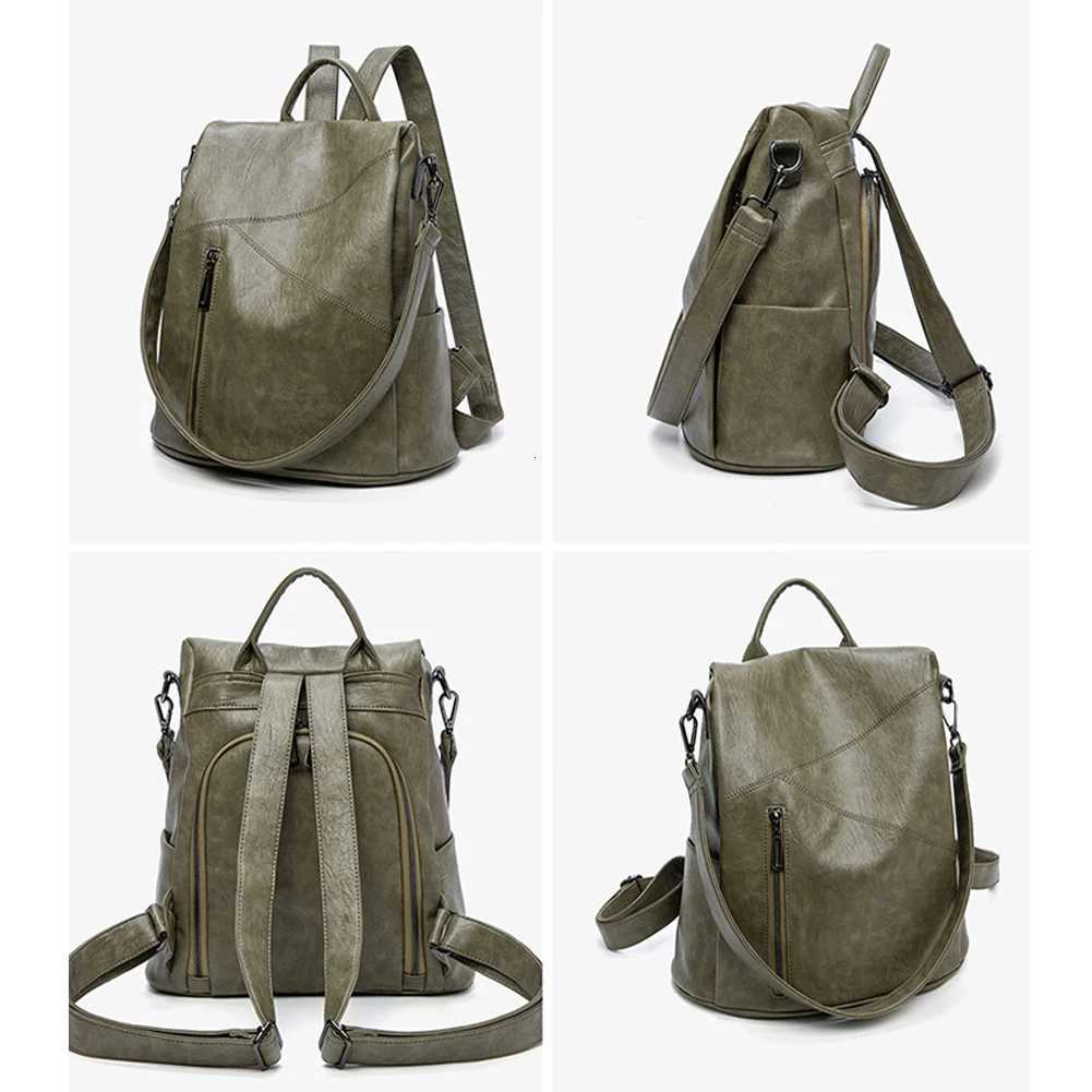 SYZM Women Genuine Leather Backpacks Anti-theft Backpack Fashion Multifunctional Backpack Waterproof Large Capacity SchoolbagW251113