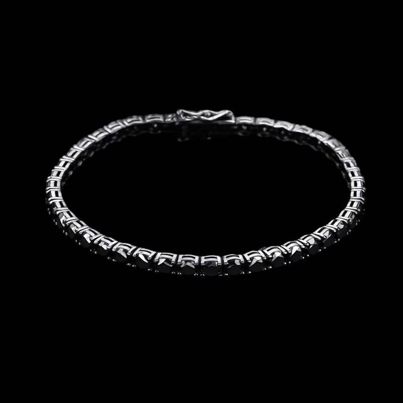 Cheapest White GRA Full Black Moissanite Tennis Chain Bracelet 925 Silver Bracelet Hiphop Men Black Moissanite Bracelet