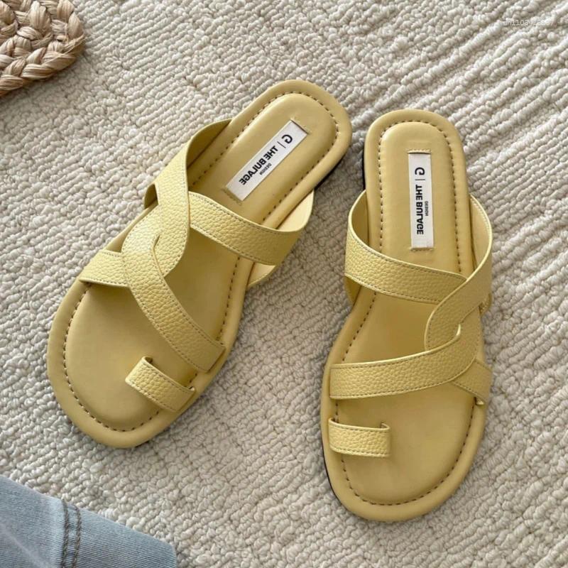 Slippers Women Sandals Retro Gladiator Casual Pumps hot Genuine Leather Low Heels Office Ladies Shoes Woman Summer Fashion Concise
