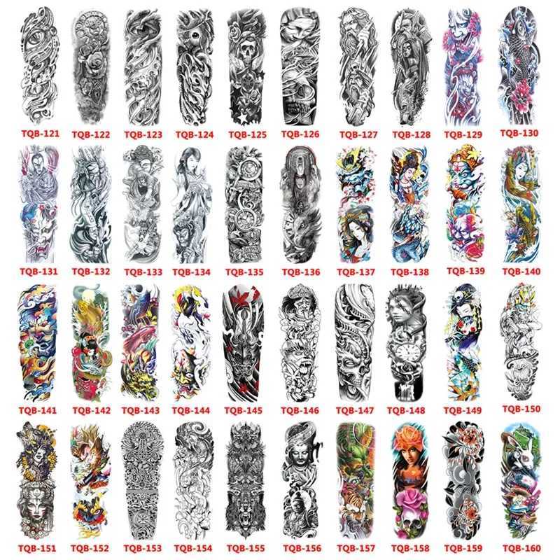 Big arm sleeve tattoo temporary tattoo sticker black rose design full flower arm body art big arm fake tattoo stickerXJ25414