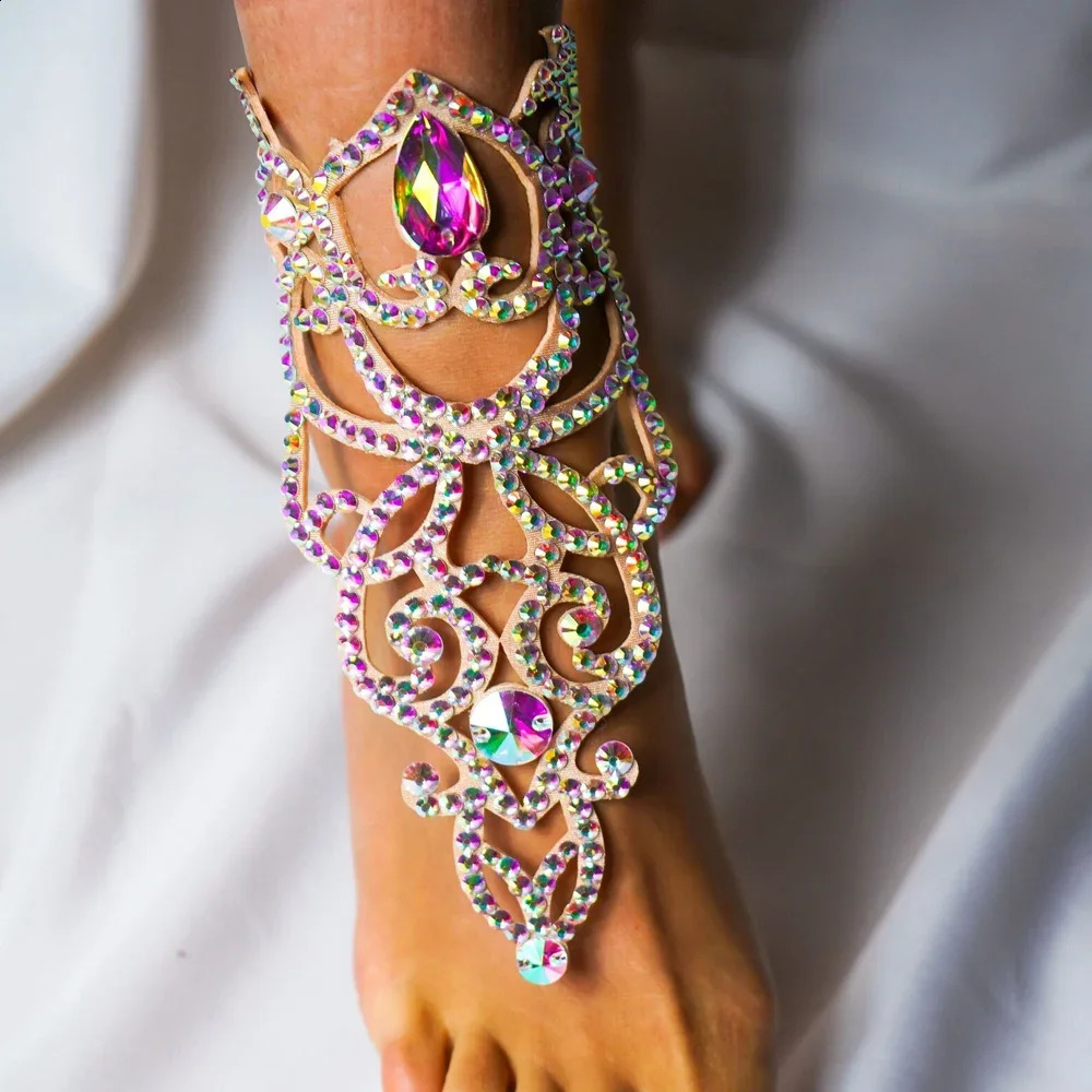 Stonefans Hollow Crystal Belly Dance Ankle Performance Accessories Fashion Women Barefoot Sandals Ankle Bracelet Jewelry 250408
