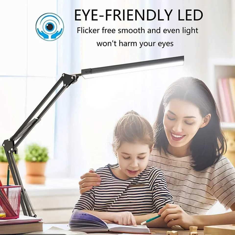 LED Folding Metal Desk Lamp Clip on Light Clamp Long Diming 3 Colors Adjustable For Living Room Reading Computers M251114