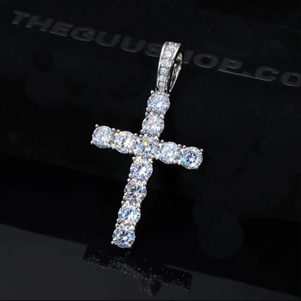 ESKEEM Hip Hop Jewelry 925 Sterling Sliver with CZ Diamond Cross Pendant Personalized Trendy 5A Cubic Zirconia Cross Necklace