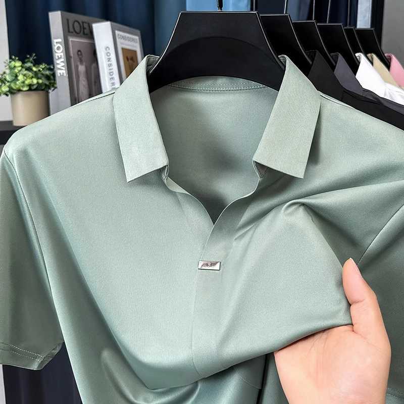 High quality summer new business hot stamping mens short sleeved long sleeved polo shirt with a stylish casual collar and luxurious cut collar W250414