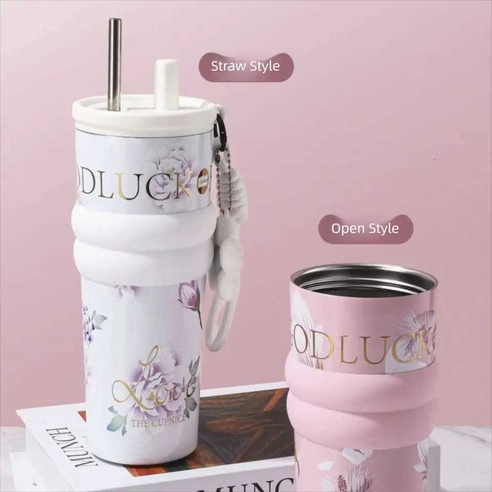 710ML Vacuum Cup Stainless Steel Insulation Or Cooling Thermal Water Bottle High-Capacity With Lifting Rope Insulated Cup C251114