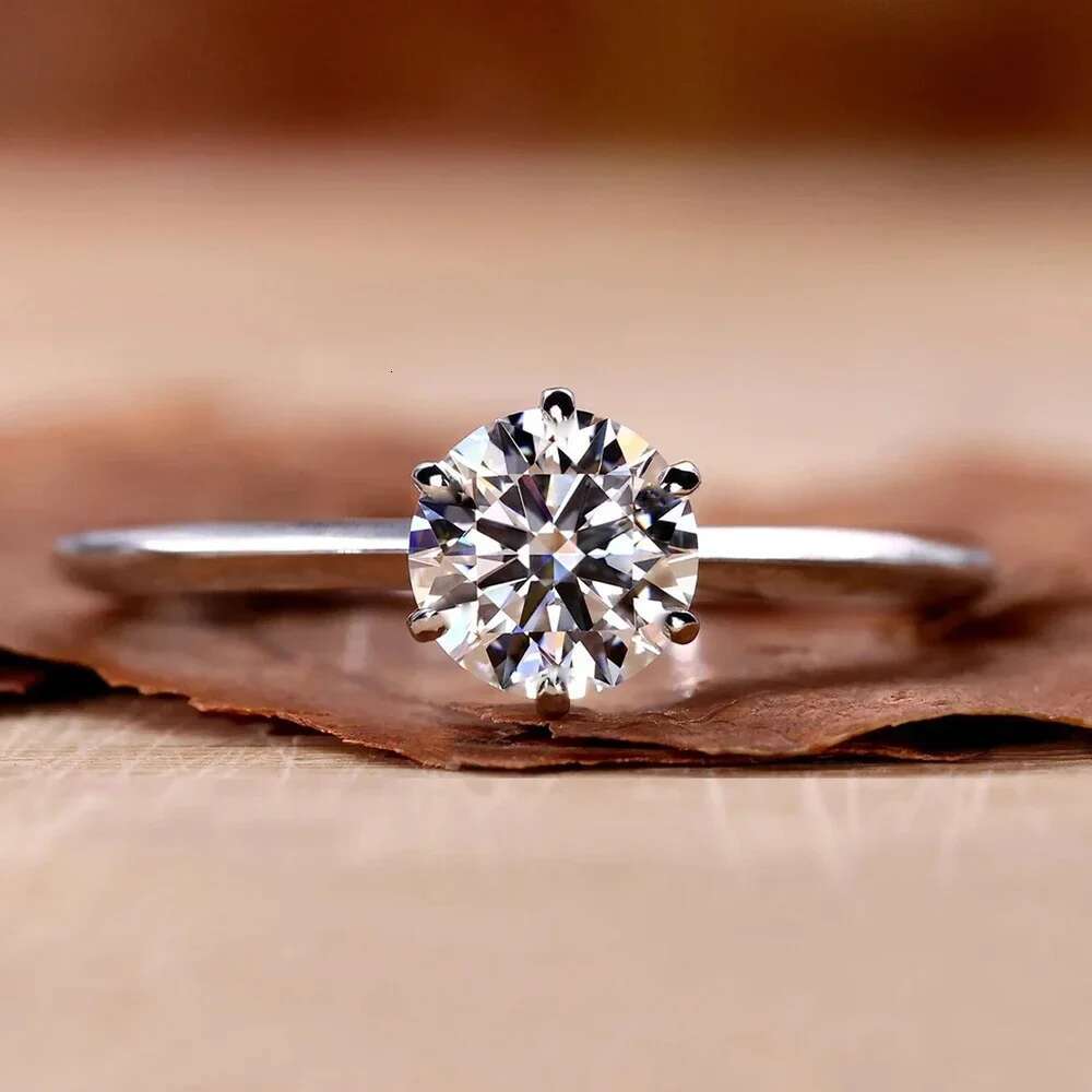 Moissanite Solitaire Engagement Ring 925 Sterling Silver with 18K Gold 3CT 6-Claw Round Diamond Ring Wedding Band for Women