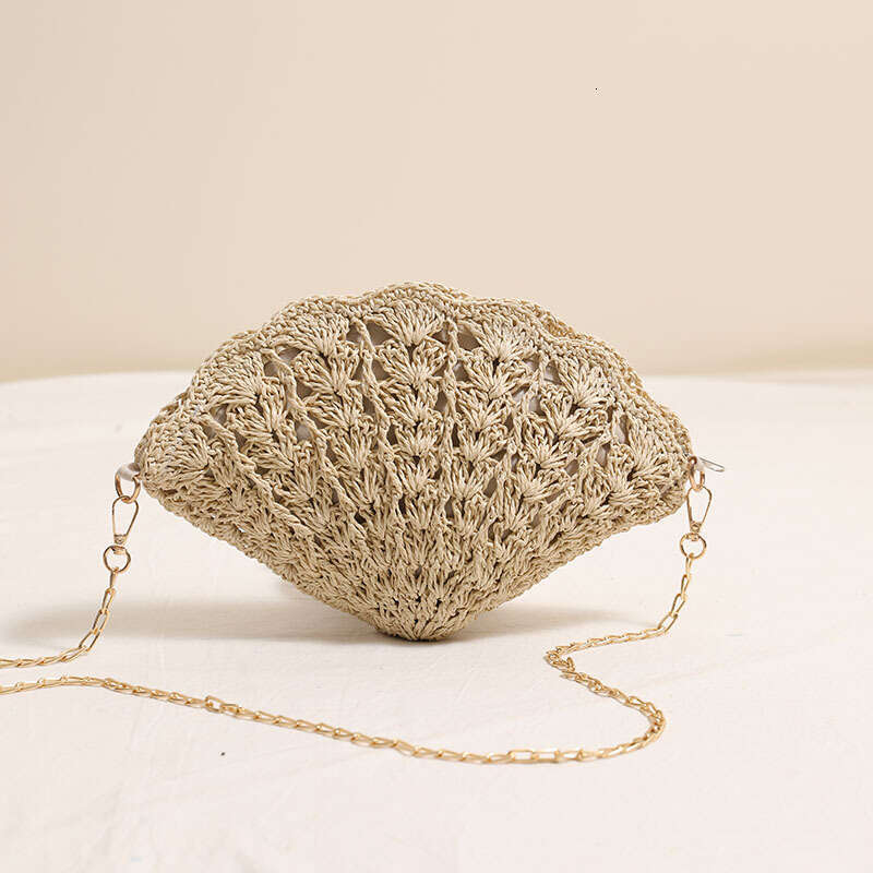 Handmade Beach Bag Fairy Shell Crossbody New Fashionable Hollow Fan Shaped Straw Woven Women's Seaside Vacation Beach Bag Kq2