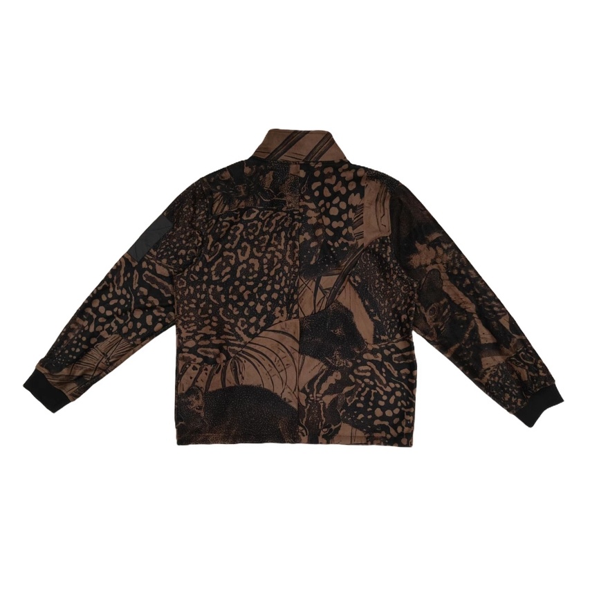 Men's Brown Leopard Fleece Zip-Up Sweatshirt Loose fit Ribbed cuffs Multiple pockets Pullover Long sleeves top for Casual Hip Pop Street Wearing